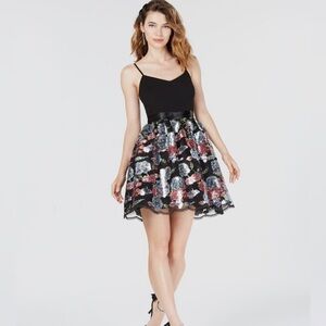 Teeze Me Juniors Sequin Contrast Fit
Flare Dress